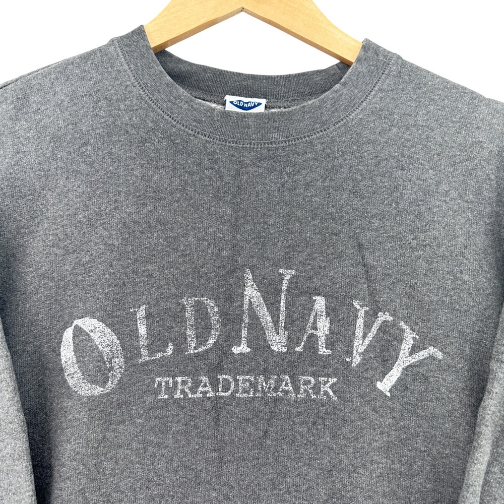 VTG Old Navy Trademark Graphic Sweatshirt Large Gray Crewneck Unisex Y2K Preppy